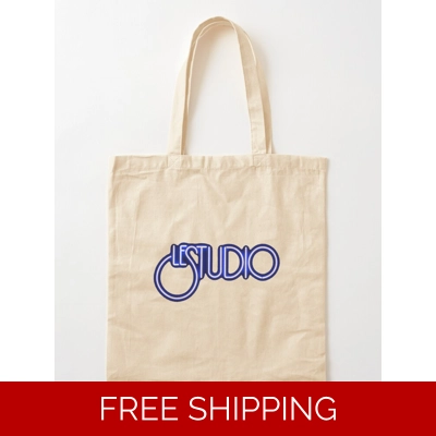Le Studio Cotton Tote Bag White & Blue logo